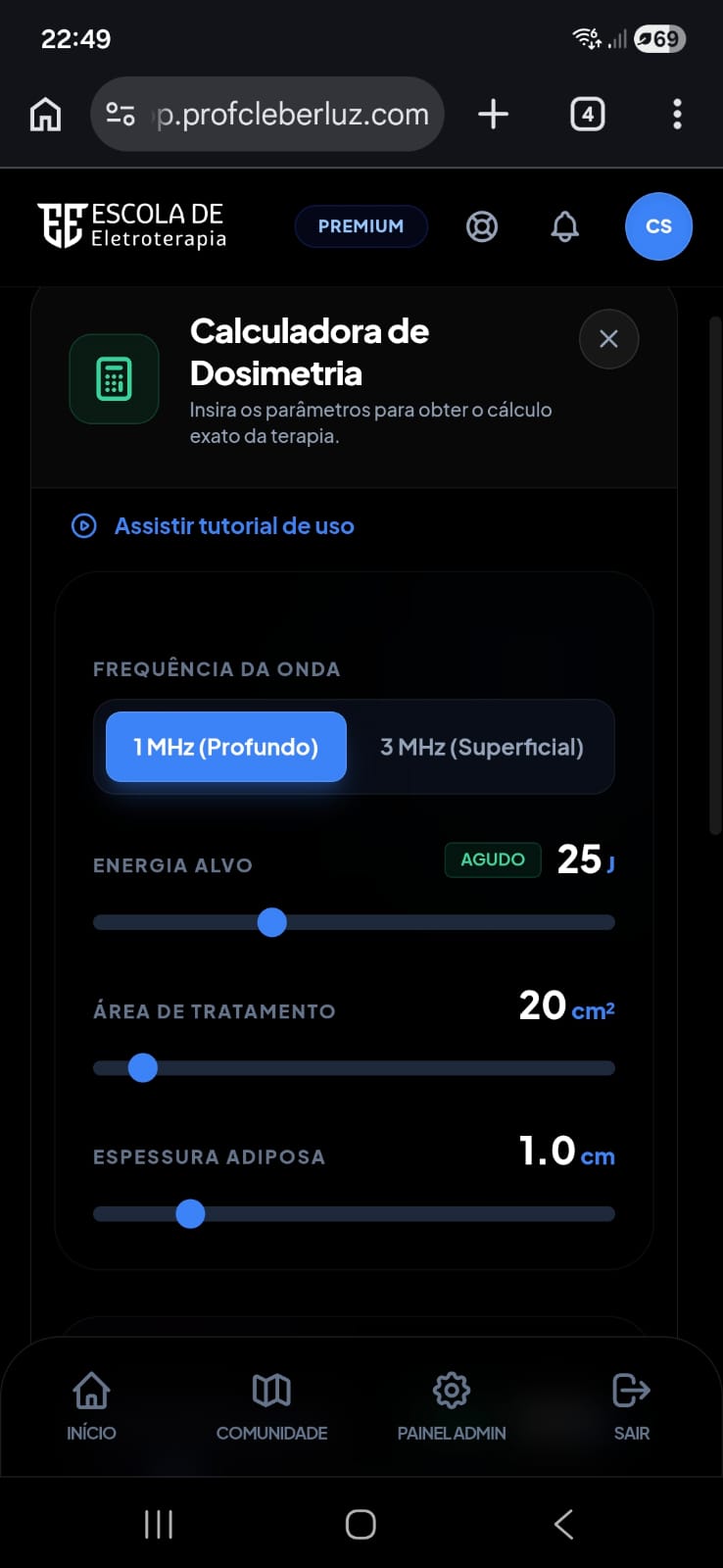 Calculadora de Dosimetria no app